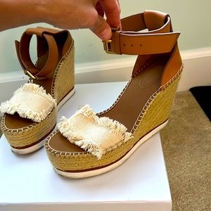 See By Chloe Canvas and leather frayed wedge in size 38 ( US 8). Worn twice.
